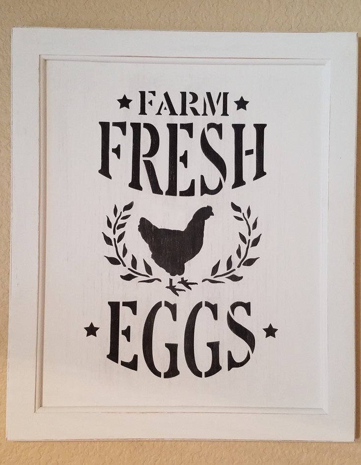 How to Make a Farm Fresh Eggs Sign on a Cabinet Door | Diy farmhouse sign #Farmhouse #sign #diy #handmade #handpainted #FarmFreshEggs MixedKreations.com