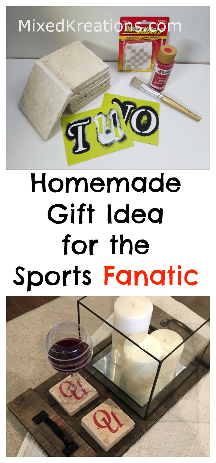 Diy Gift Idea for the Sports Fanatic, how to make sports fan coasters, Homemade tile coasters for sports fans #CustomizedCoasters #DiyTravertineTileCoasters #HomemadeGiftIdea #HomemadeGiftsForSportsFans MixedKreations.com