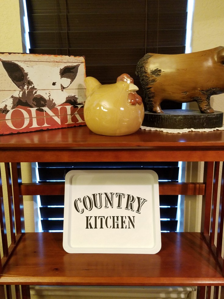Upcycled country kitchen tray from thrifted item, farmhouse style tray, thrift store makeover, country kitchen, diy, repurposed, upcycled, MixedKreations.com