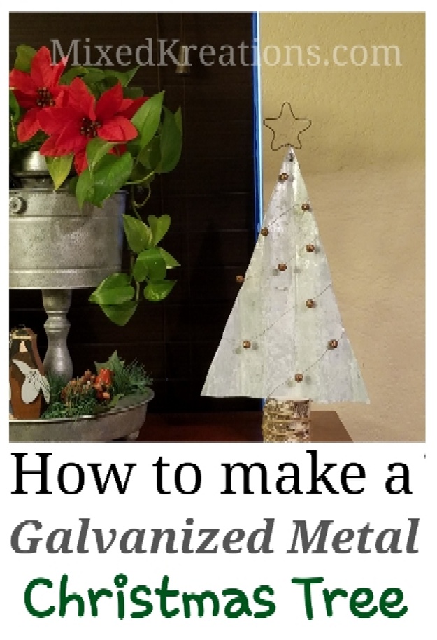 How to make a rustic Christmas tree out of galvanized metal, Diy Rustic Galvanized Metal Christmas Tree Decor, holiday decor #RusticChristmasTree #DiyHolidayDecor #GalvanizedMetalChristmasTree MixedKreations.com
