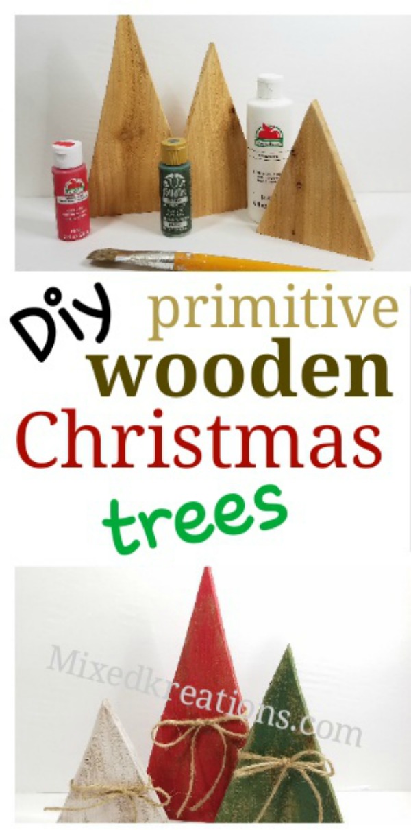 Diy primitive wooden Christmas trees, How to make rustic Christmas trees, easy diy wooden Christmas trees MixedKreations.com