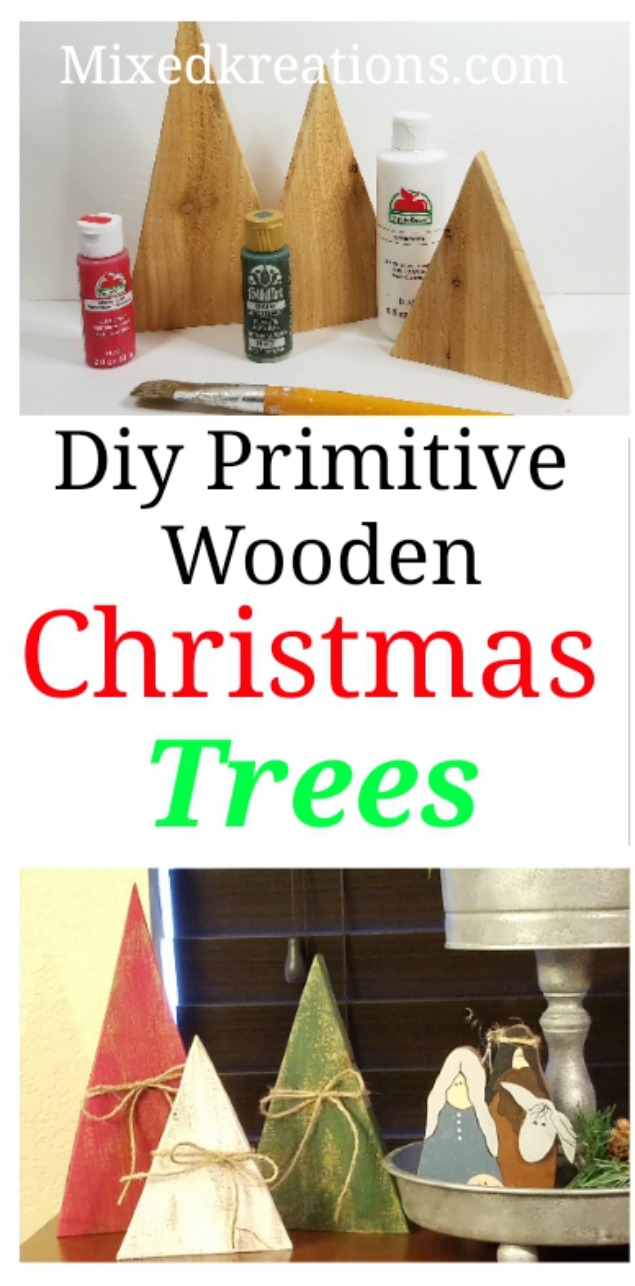Diy primitive wooden Christmas trees, How to make rustic Christmas trees, easy diy wooden Christmas trees MixedKreations.com
