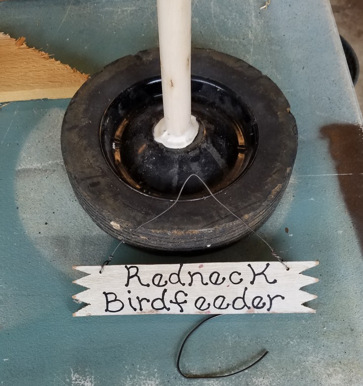 How to Make a Redneck Bird Feeder out of a wheel and a toilet plunger, diy redneck birdfeeder, MixedKreations.com