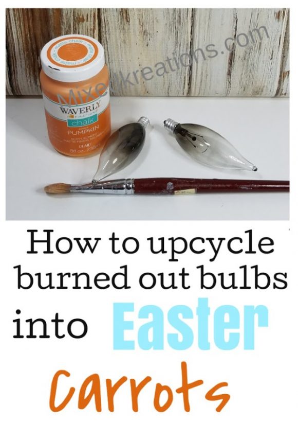 How to make Upcycled Light Bulb Carrots for Easter Decor out of used chandelier bulbs