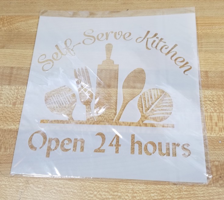 Stenciled Self-Sever Kitchen Sign how to