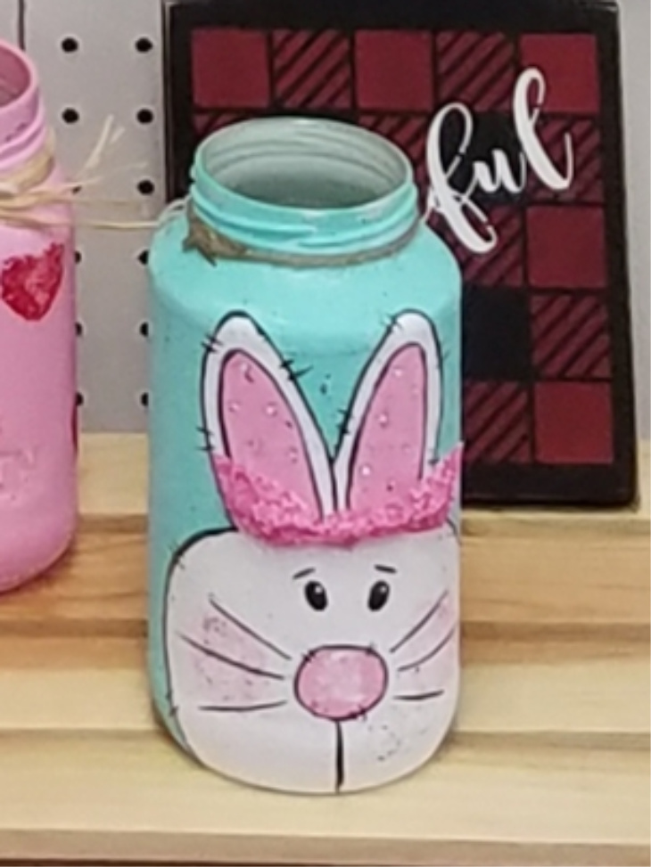diy painted easter bunny jar