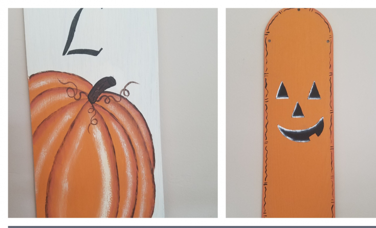 Two sided Halloween and Thanksgiving decoration