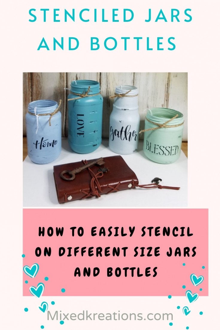 Upcycled stenciled jars
