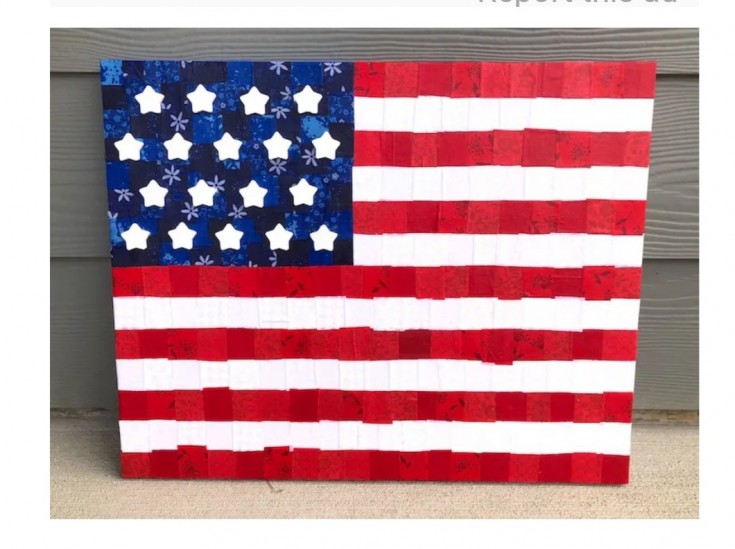 American Flag Canvas with Fabric and Mod Podge