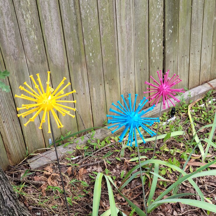 Diy flower yard art