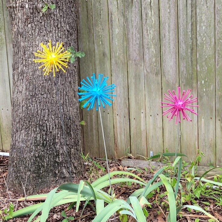 Diy flower yard art