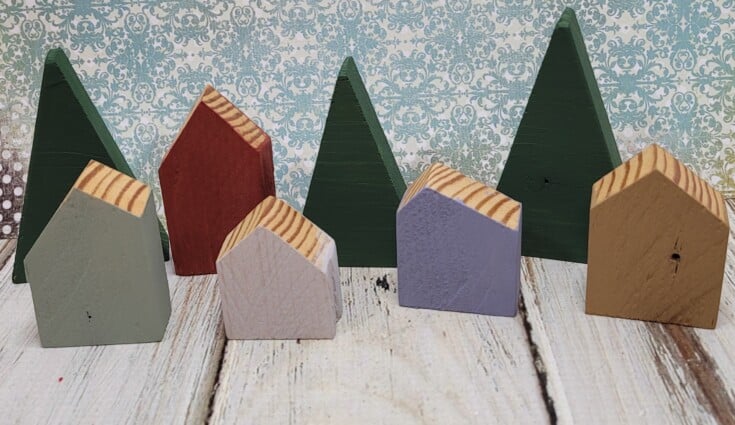 Miniature Wood Block Houses, Diy Home Decor Tiered Trays, Small Wood Houses,  10 Pieces Wood Blocks Repurposed Wood Crafts Diy Repurposed 