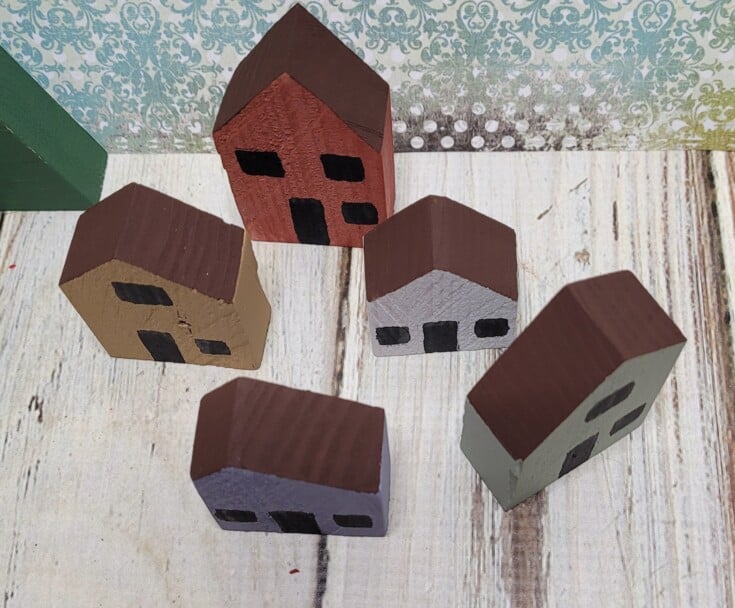 Scrap wood block houses