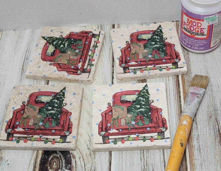 Christmas tile coasters