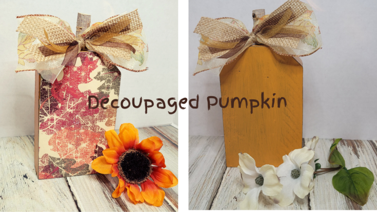Wooden pumpkin decoupaged