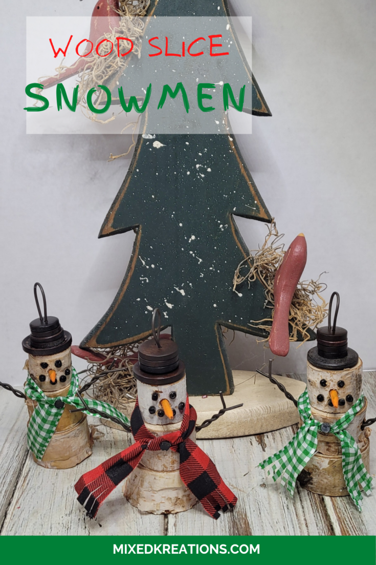 Wood slice snowmen ornaments