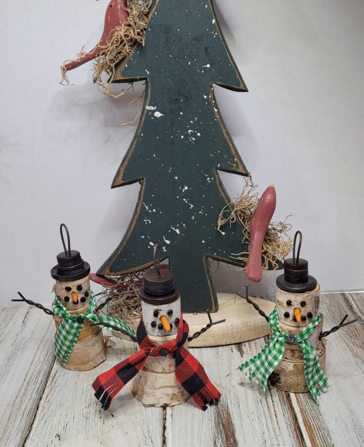 Diy Wood slice snowman ornaments
