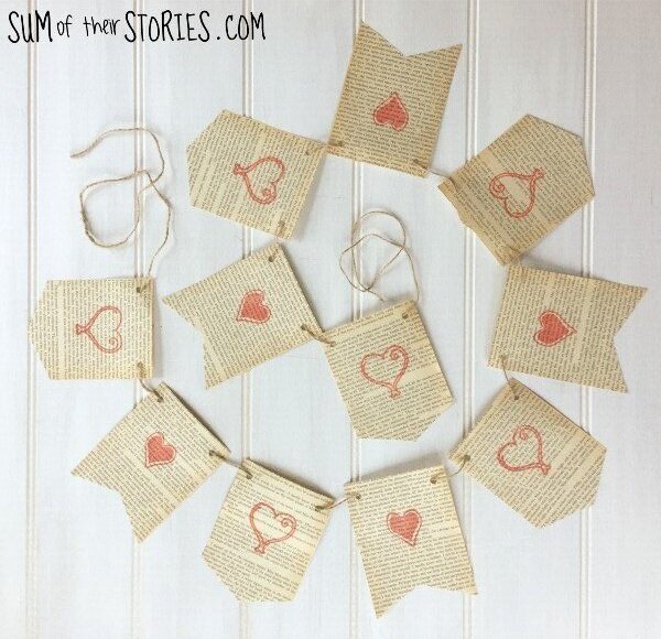 Book page valentine day bunting
