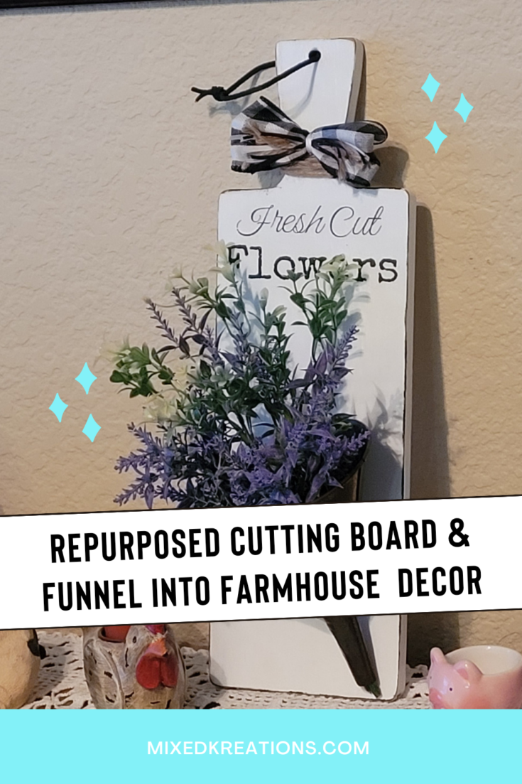 Diy cutting board and faux funnel planter