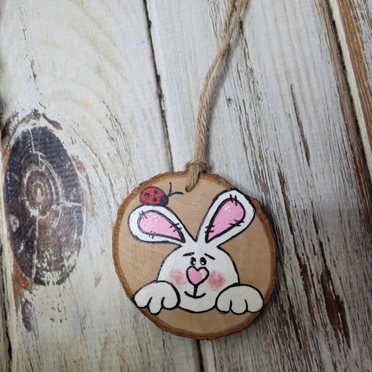 Wood slice Easter bunny