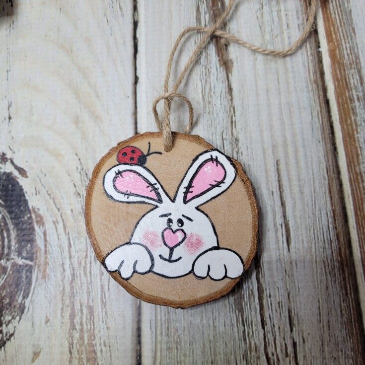 Wood slice Easter bunny