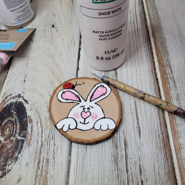 Wood slice Easter bunny