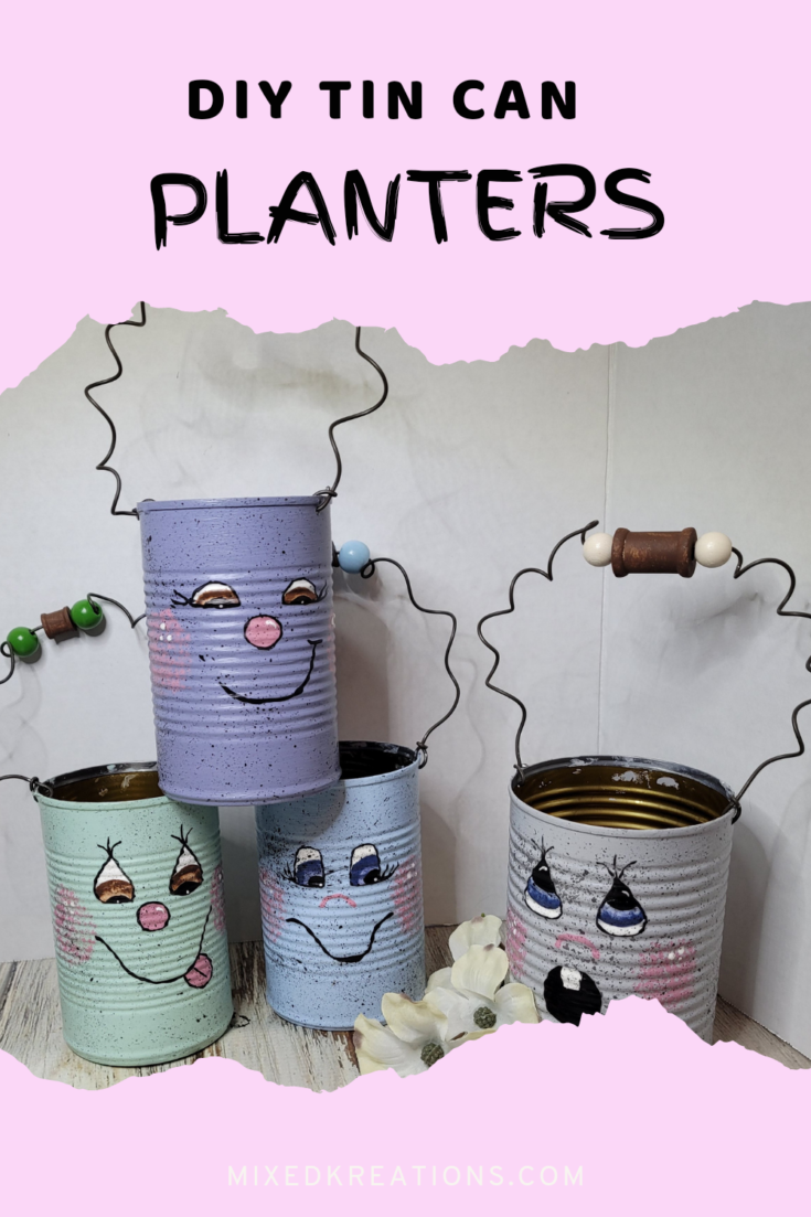 diy tin can funny face planters