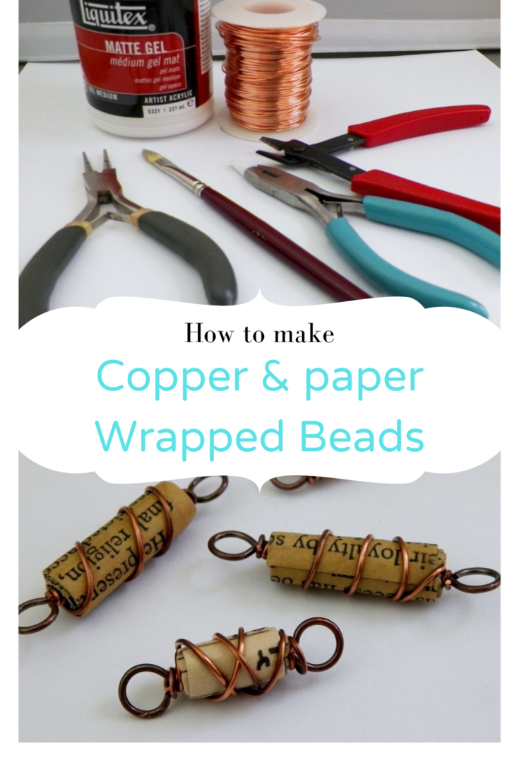 copper and paper wire wrapped beads