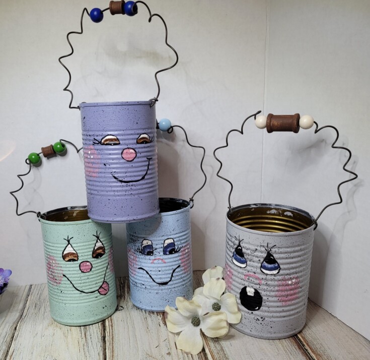 funny face tin can planters