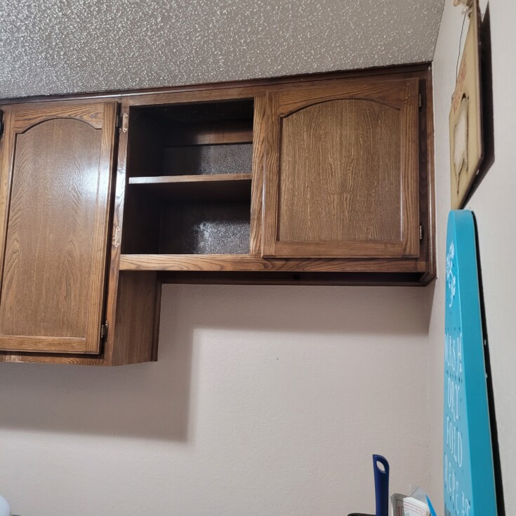 laundry room makeover on old cabinets