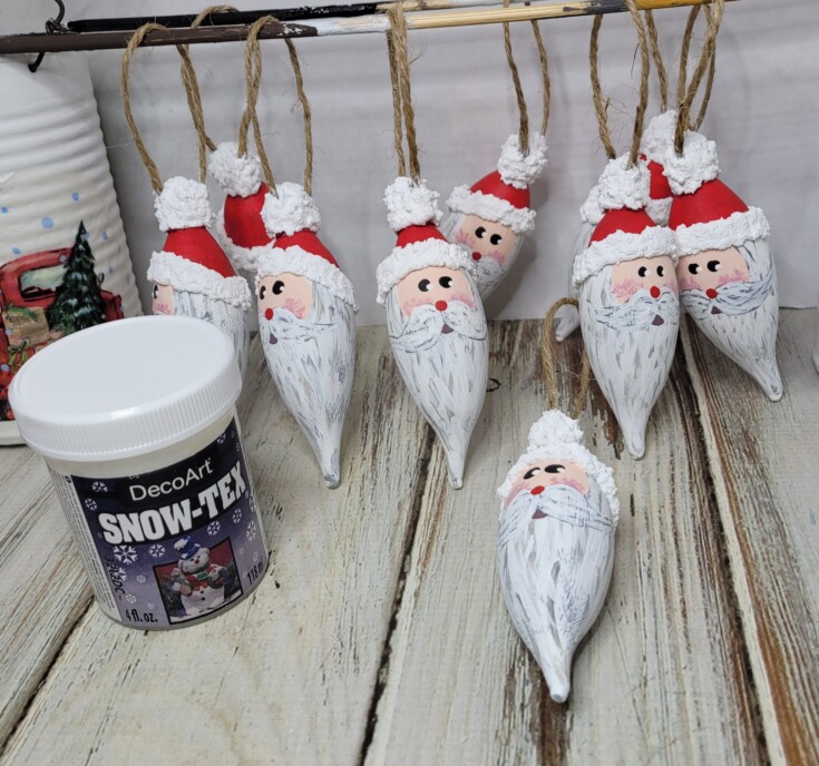 hand-painted light bulb santa ornaments