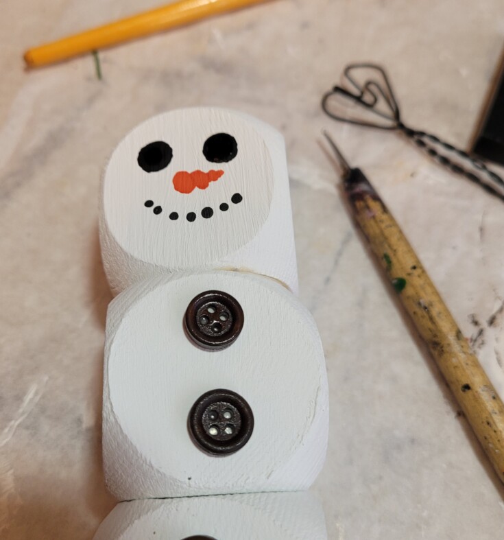 Wooden snowman cube diy