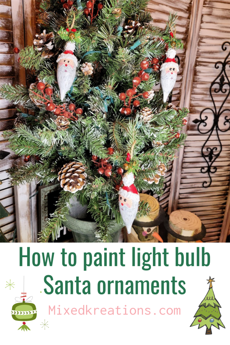 how to paint light bulb santa ornament